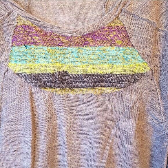 Free People Women's Brown Cotton Blend Sheer Oversized Blouse Size M - Picture 4 of 7